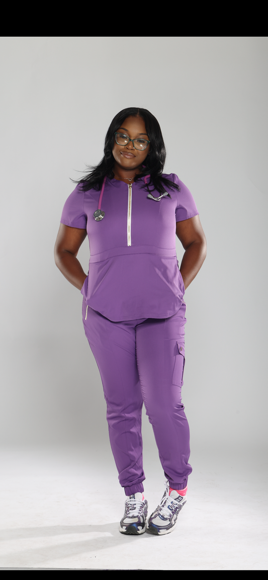 Lilac gold zipper set w/ jogger pants
